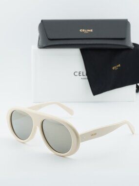 Celine CL40300U APRES SKI CAPSULE 25C Aviator Sunglasses - Ivory/Smoke
